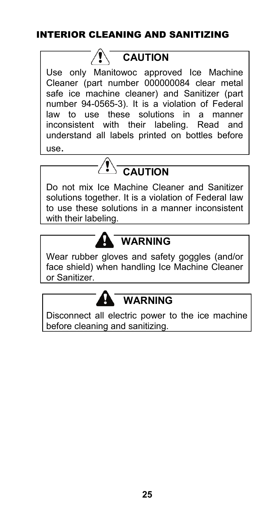 Caution, Warning | Manitowoc Ice CM MODEL STH003 User Manual | Page 25 / 88