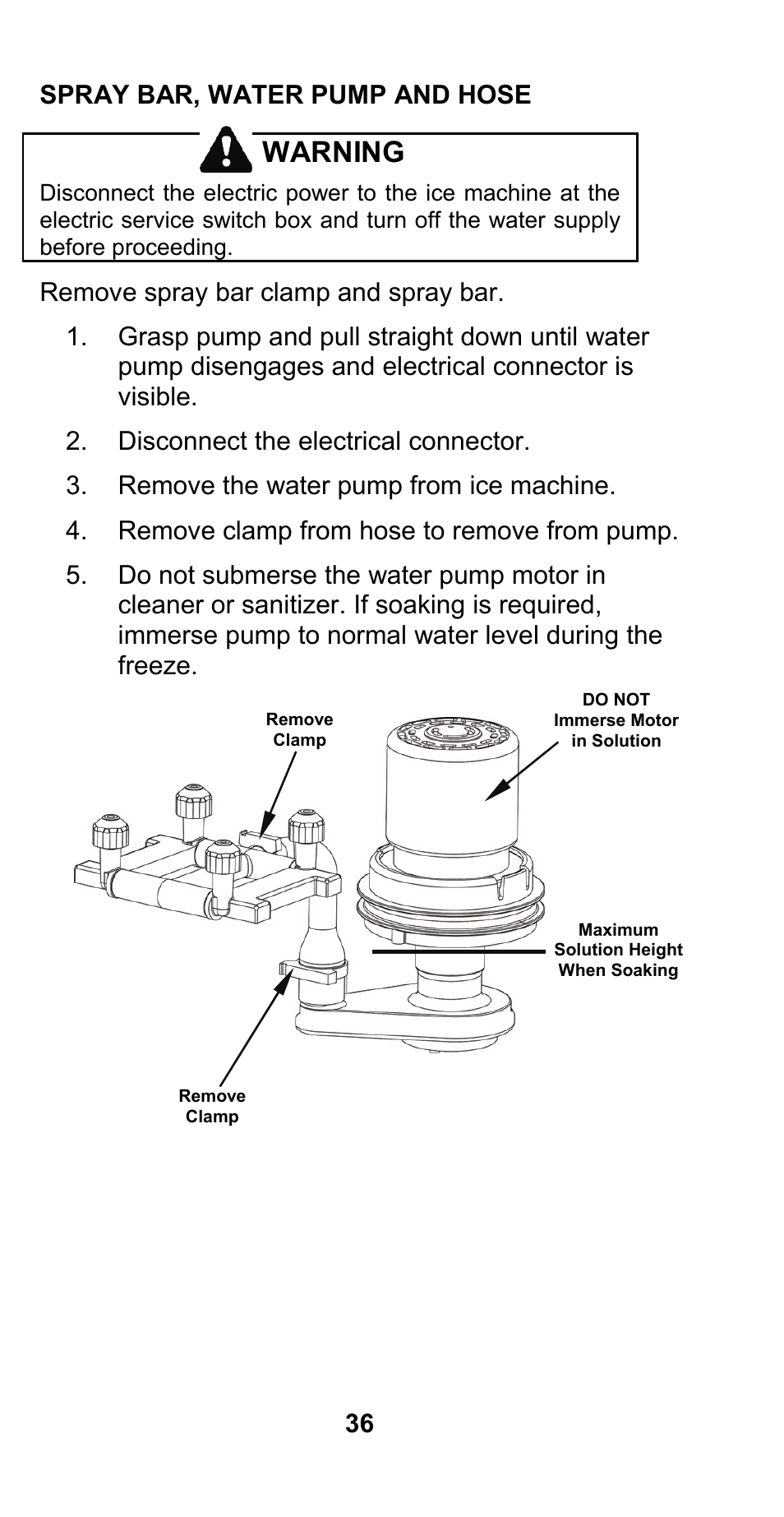 Warning | Manitowoc Ice CM MODEL STH003 User Manual | Page 36 / 88