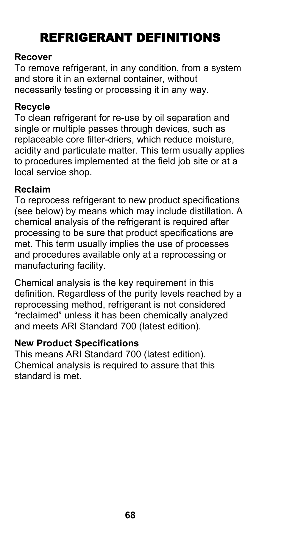 Refrigerant definitions | Manitowoc Ice CM MODEL STH003 User Manual | Page 68 / 88