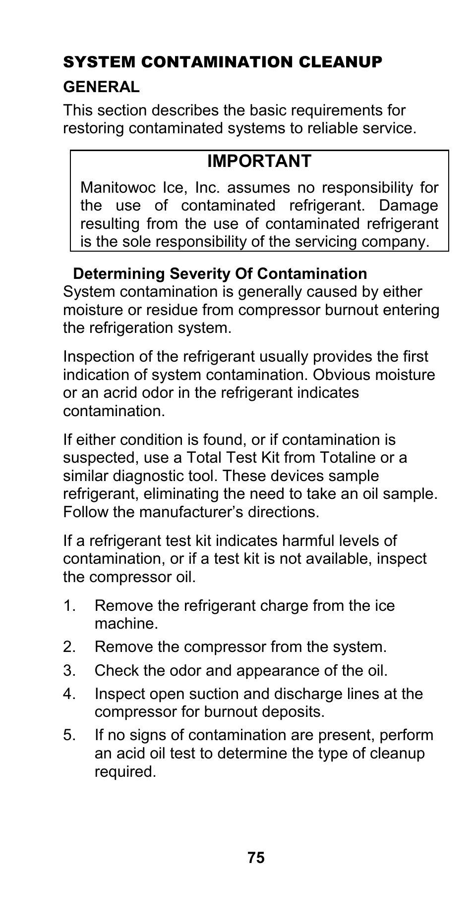 Important | Manitowoc Ice CM MODEL STH003 User Manual | Page 75 / 88