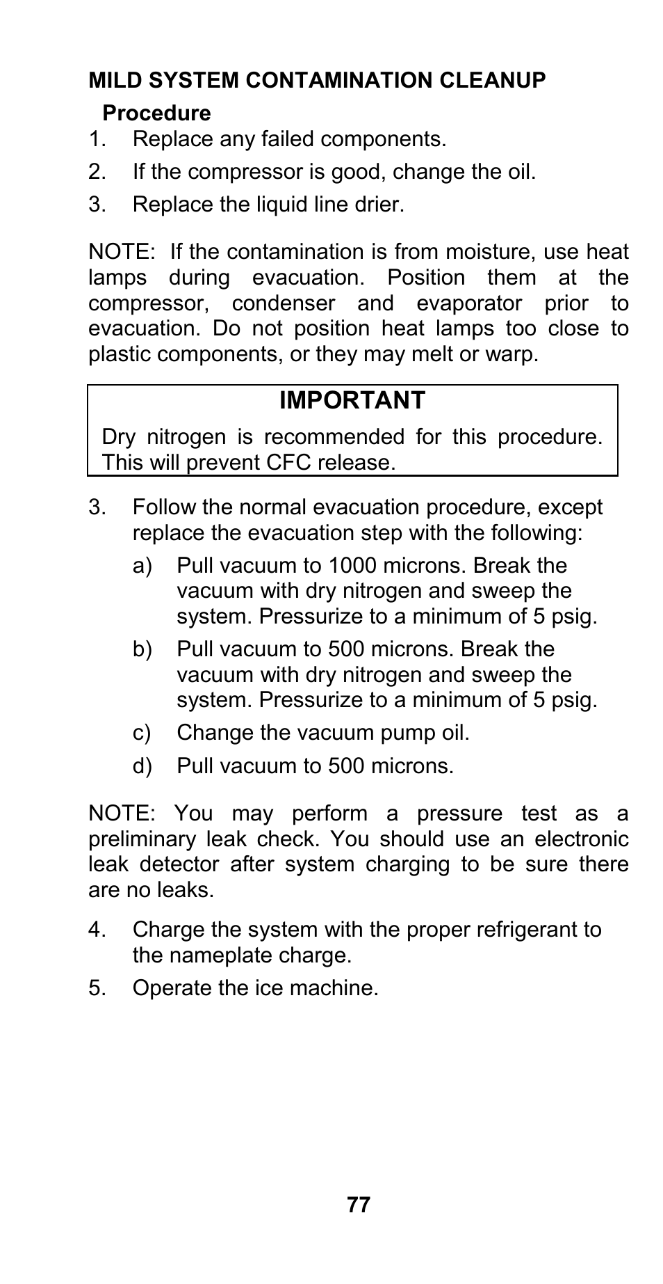 Important | Manitowoc Ice CM MODEL STH003 User Manual | Page 77 / 88