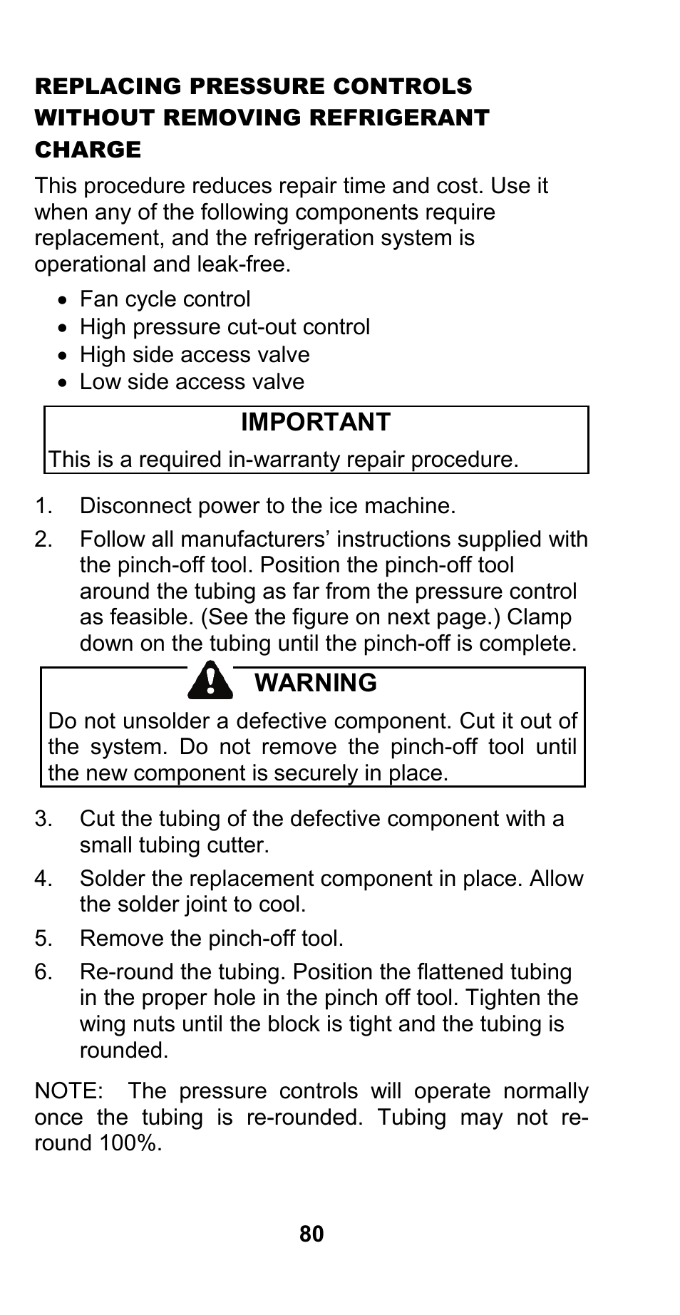 Important, Warning, This is a required in-warranty repair procedure | Securely in place | Manitowoc Ice CM MODEL STH003 User Manual | Page 80 / 88