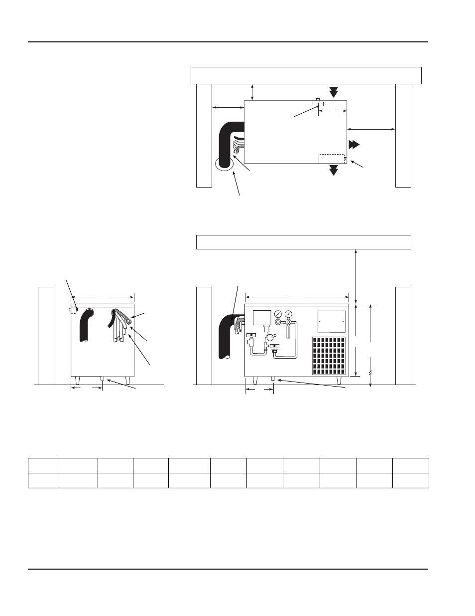 Dimensions and clearances, Top view front view side view | Manitowoc Ice MULTIPLEX 11M User Manual | Page 12 / 42