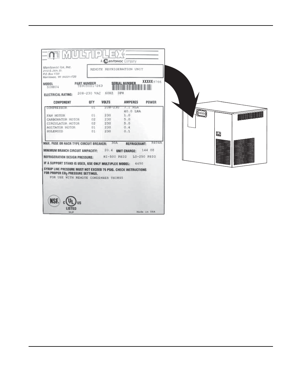 Serial plate location, Warranty information | Manitowoc Ice MULTIPLEX 11M User Manual | Page 9 / 42