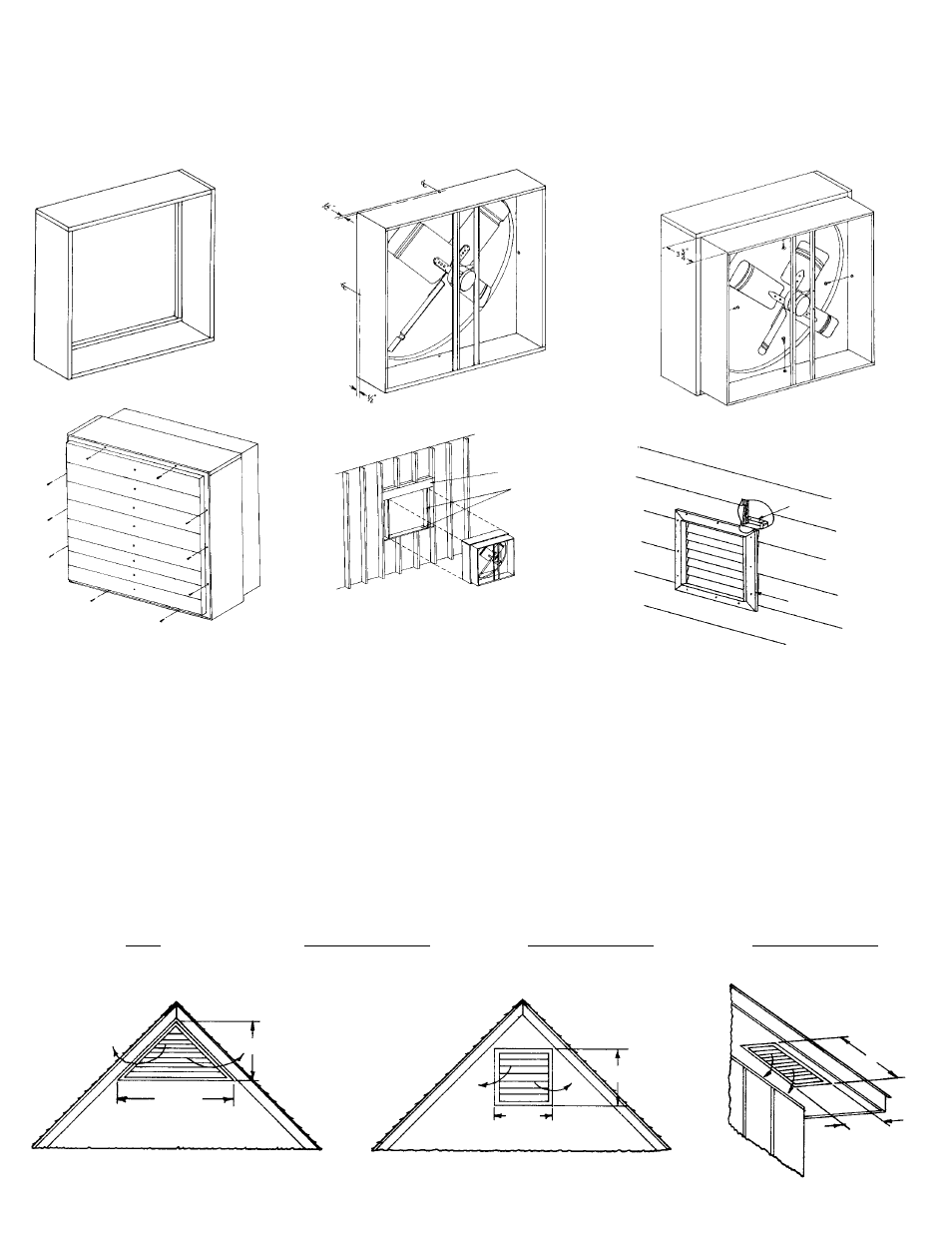 Fig. 15 fig. 14, Fig. 16 fig. 17, Fig. 12 fig. 13 | Minimum attic discharge areas required, Attic air intake and discharge | Marley Engineered Products A24DD User Manual | Page 6 / 8