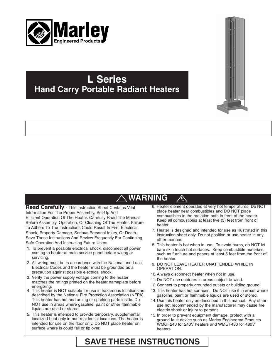 Marley Engineered Products L SERIES User Manual | 4 pages