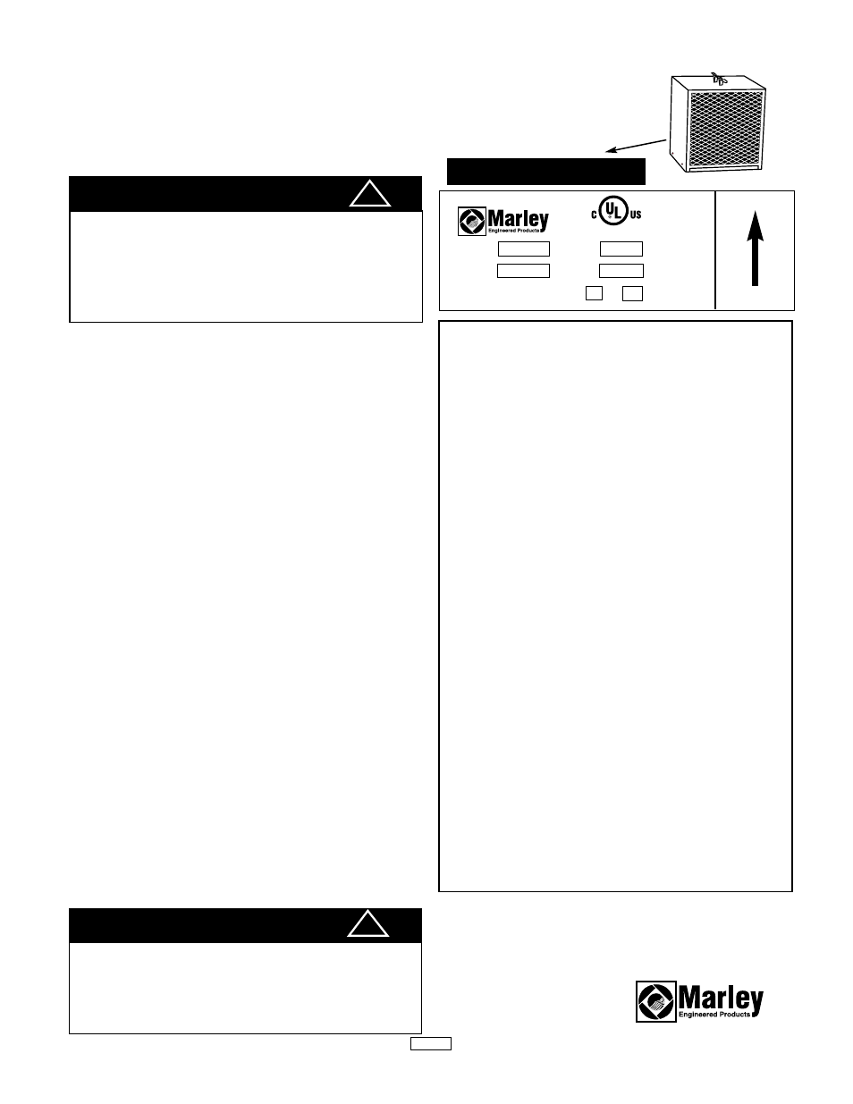 Avertissement, Plaque signalétique | Marley Engineered Products 482A User Manual | Page 4 / 6