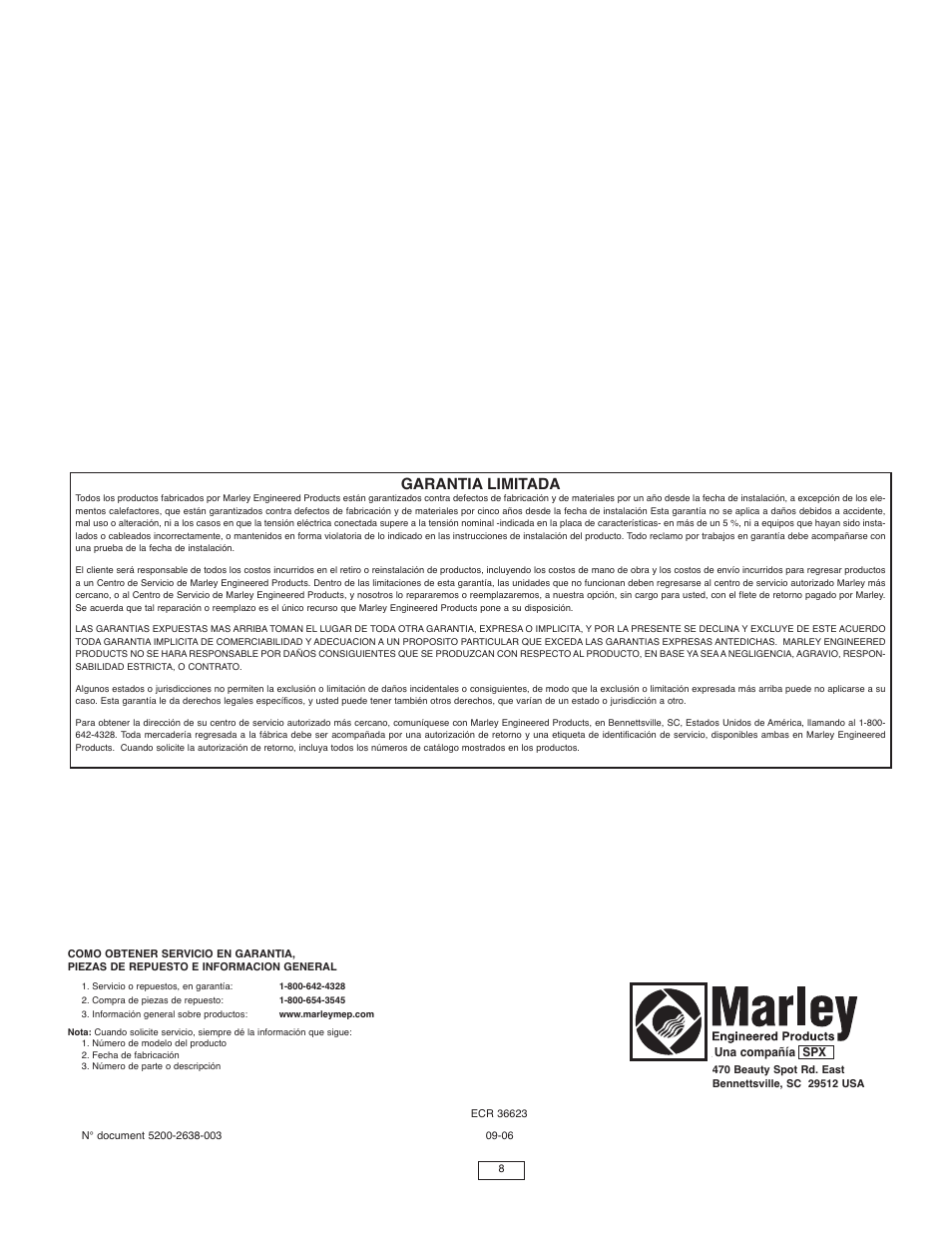 Garantia limitada | Marley Engineered Products B User Manual | Page 8 / 12