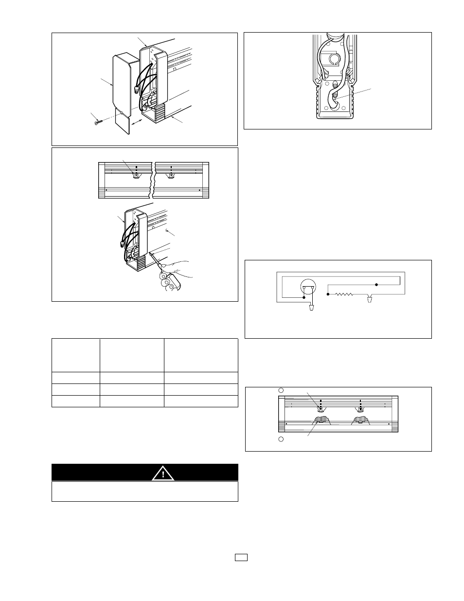 Caution, Figure 4. removal of front cover, Figure 3. removal of end cap | Figure 5. routing of power supply cable, Figure 6. heater wiring connections wiring diagram, Figure 7. cover attachment | Marley Engineered Products D User Manual | Page 3 / 4