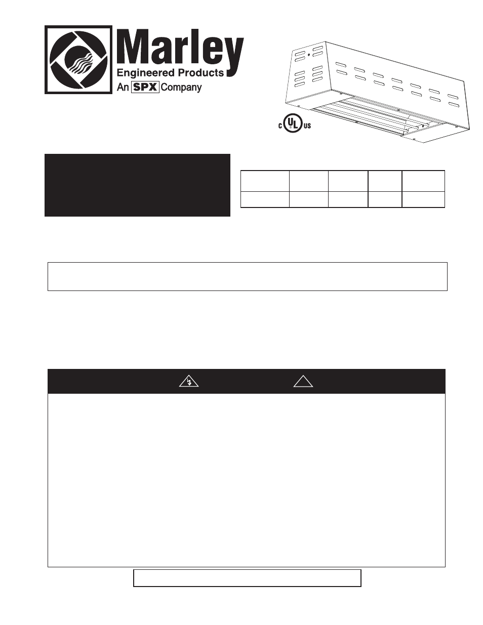 Marley Engineered Products Radiant Plug-in Heaters FRR10512B User Manual | 8 pages