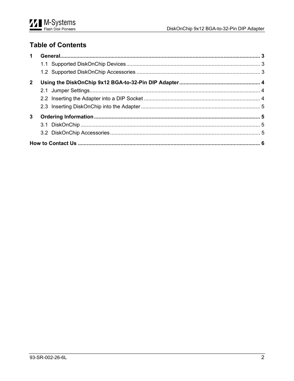 M-Systems Flash Disk Pioneers DiskOnChip 9x12 BGA-to-32-Pin DIP Adapter User Manual | Page 2 / 6