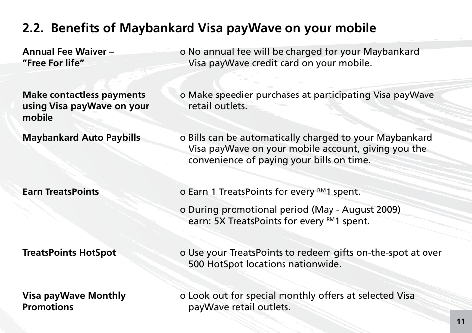 Benefits of maybankard visa paywave on your mobile | Maxis 73315-V User Manual | Page 13 / 32
