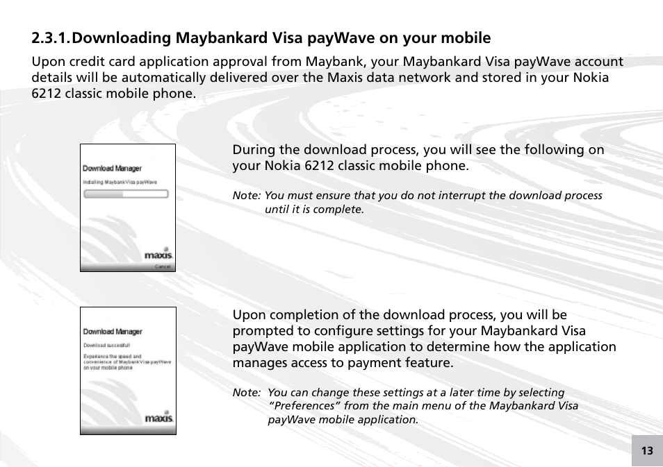 Downloading maybankard visa paywave on your mobile | Maxis 73315-V User Manual | Page 15 / 32
