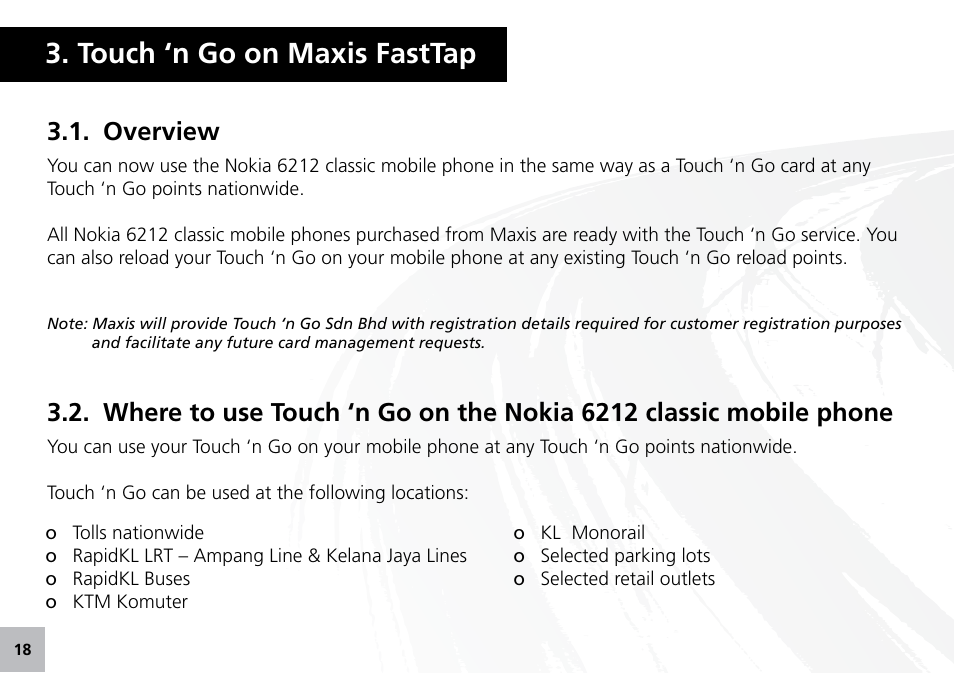 Touch ‘n go on maxis fasttap, Overview | Maxis 73315-V User Manual | Page 20 / 32