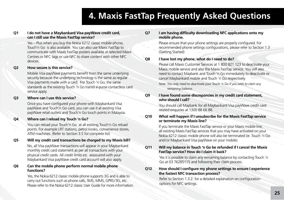 Maxis fasttap frequently asked questions | Maxis 73315-V User Manual | Page 27 / 32