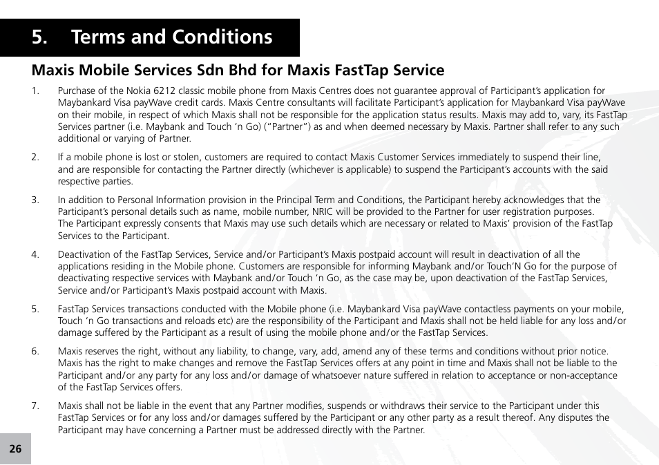 Terms and conditions | Maxis 73315-V User Manual | Page 28 / 32