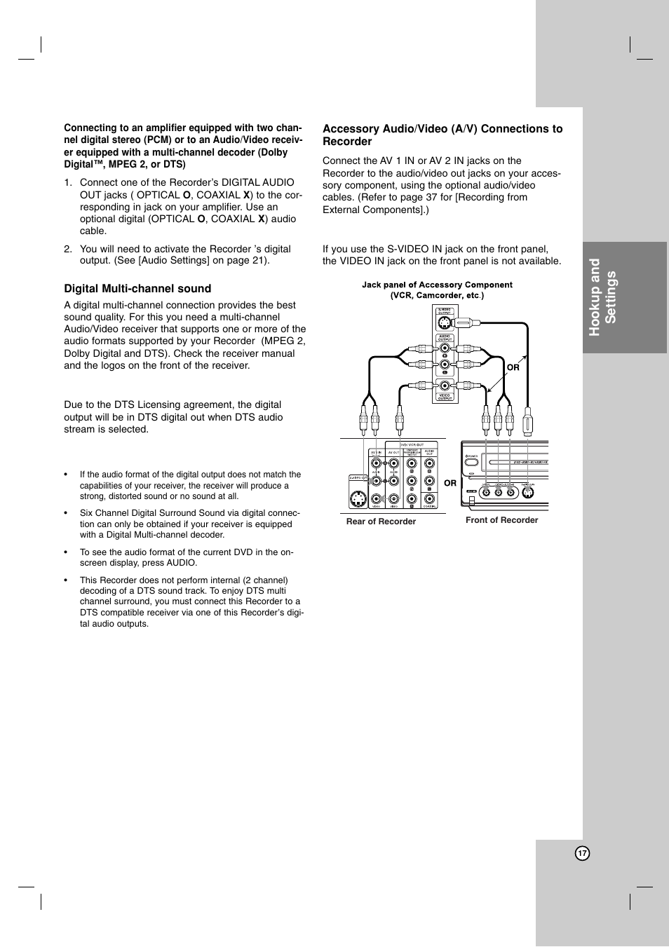 Hookup and settings | Maxell ZRY-316 User Manual | Page 17 / 56