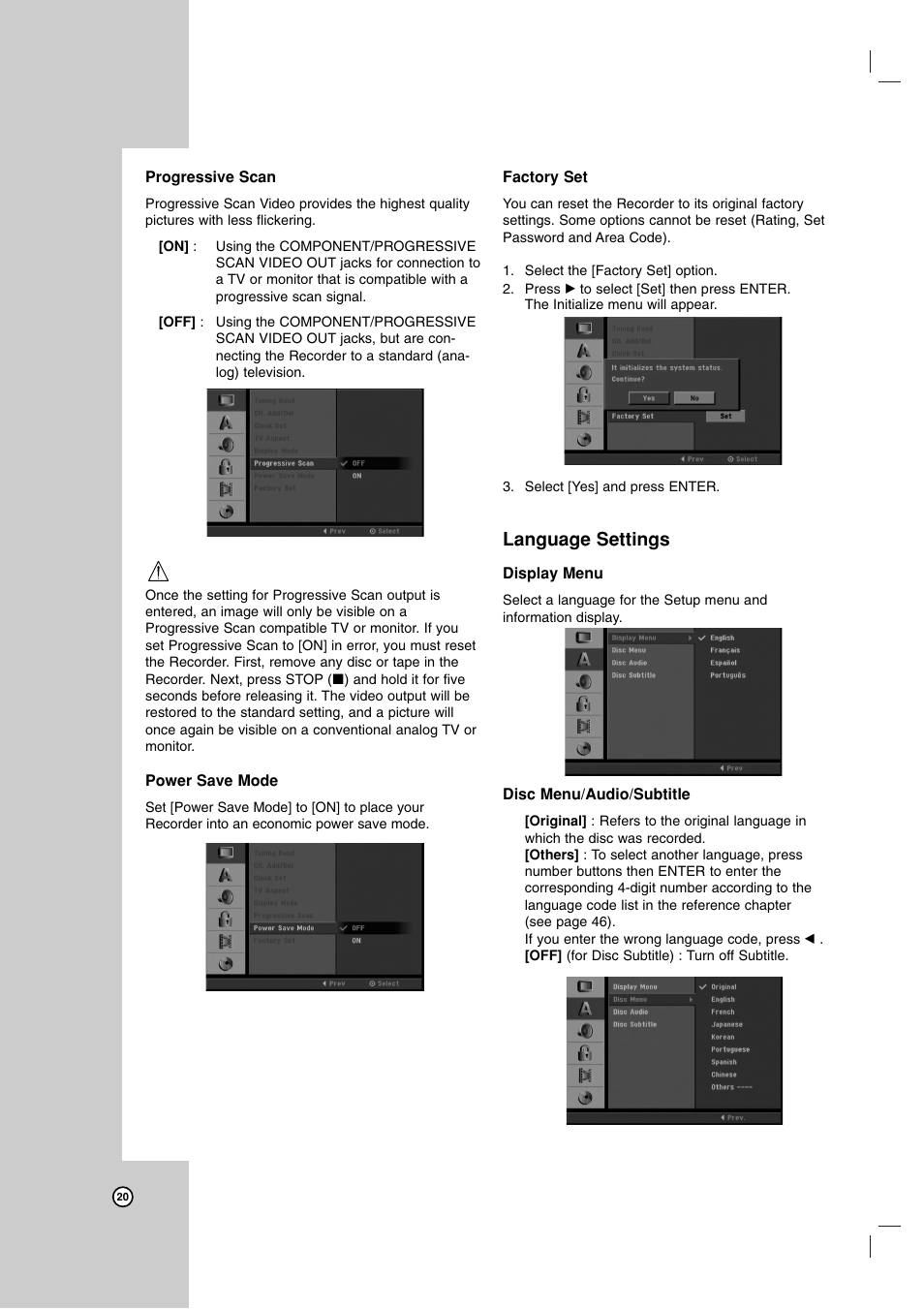 Language settings | Maxell ZRY-316 User Manual | Page 20 / 56