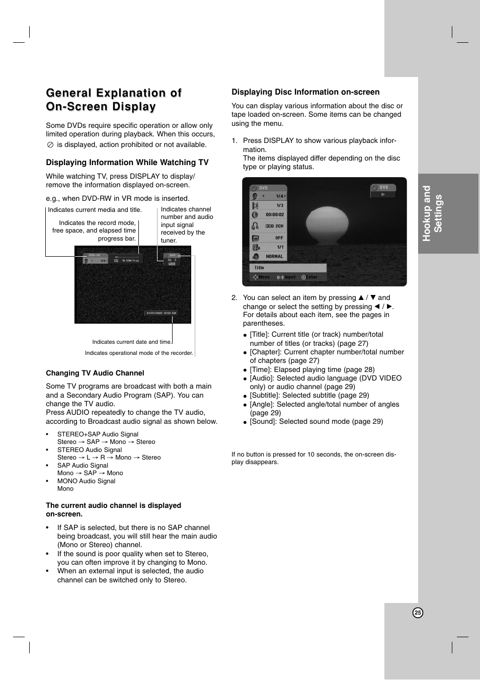 General explanation of, Hookup and settings | Maxell ZRY-316 User Manual | Page 25 / 56