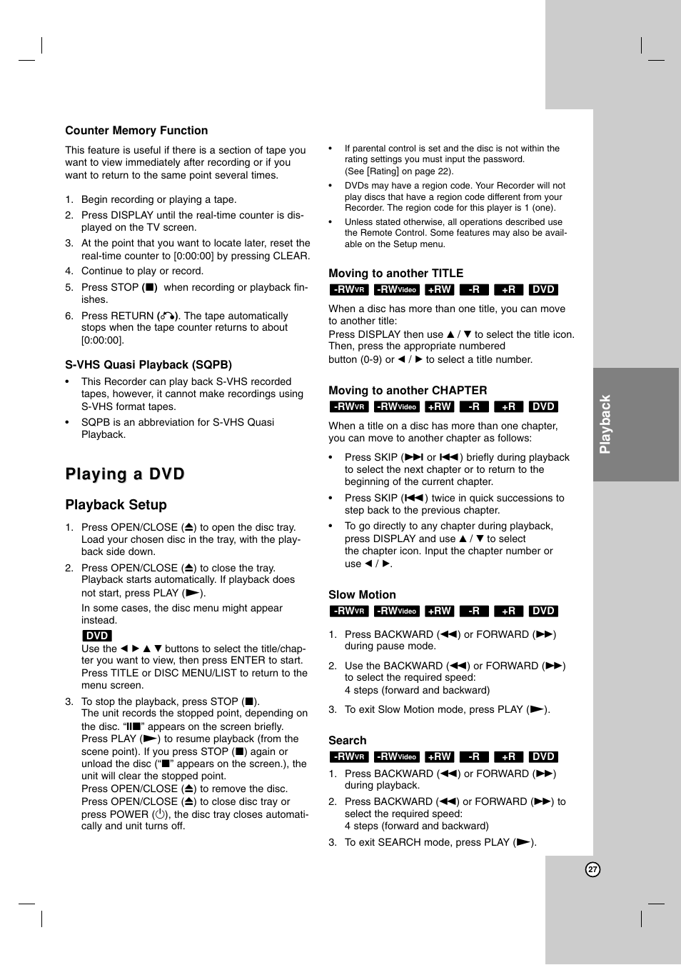 Playing a dvd, Playback, Playback setup | Maxell ZRY-316 User Manual | Page 27 / 56