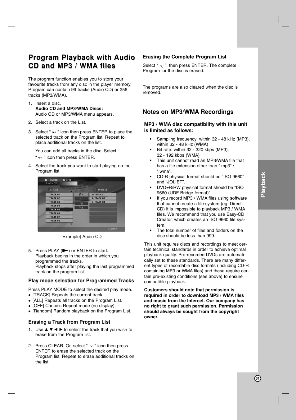 Program playback with, Playback | Maxell ZRY-316 User Manual | Page 31 / 56