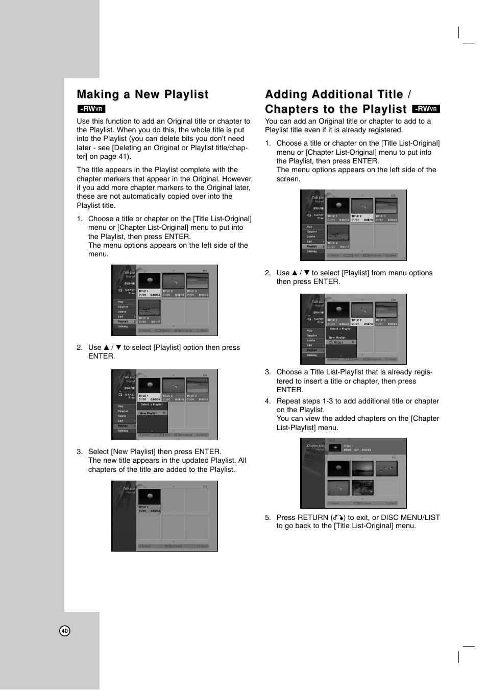 Making a new playlist, Adding | Maxell ZRY-316 User Manual | Page 40 / 56