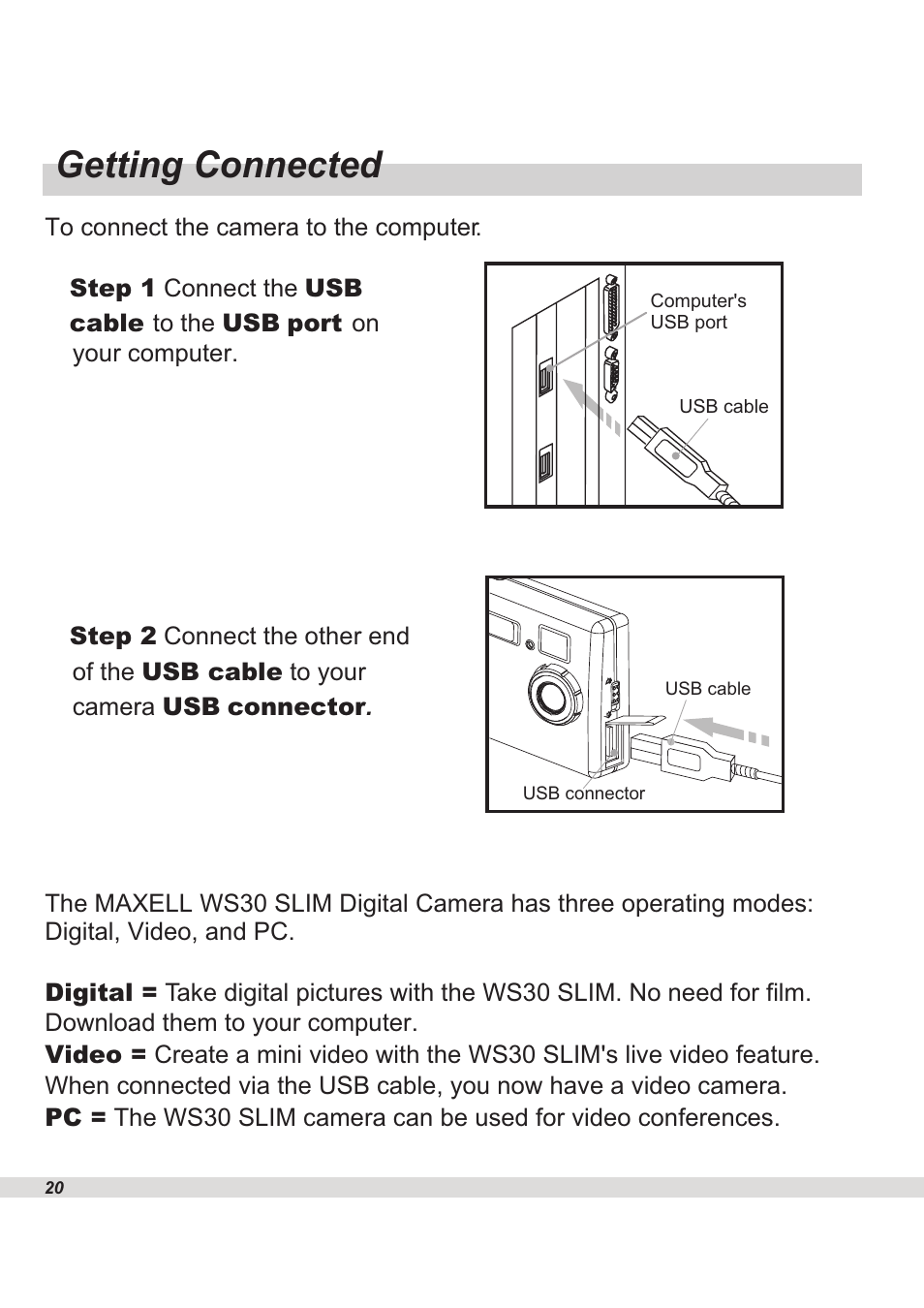Getting connected | Maxell WS30 User Manual | Page 22 / 40
