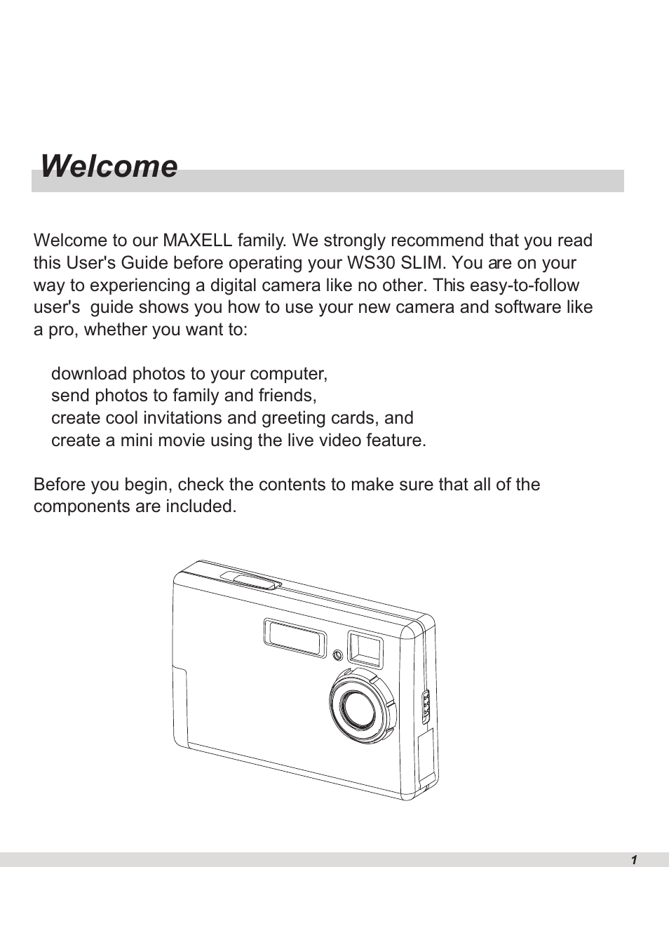 Welcome | Maxell WS30 User Manual | Page 3 / 40
