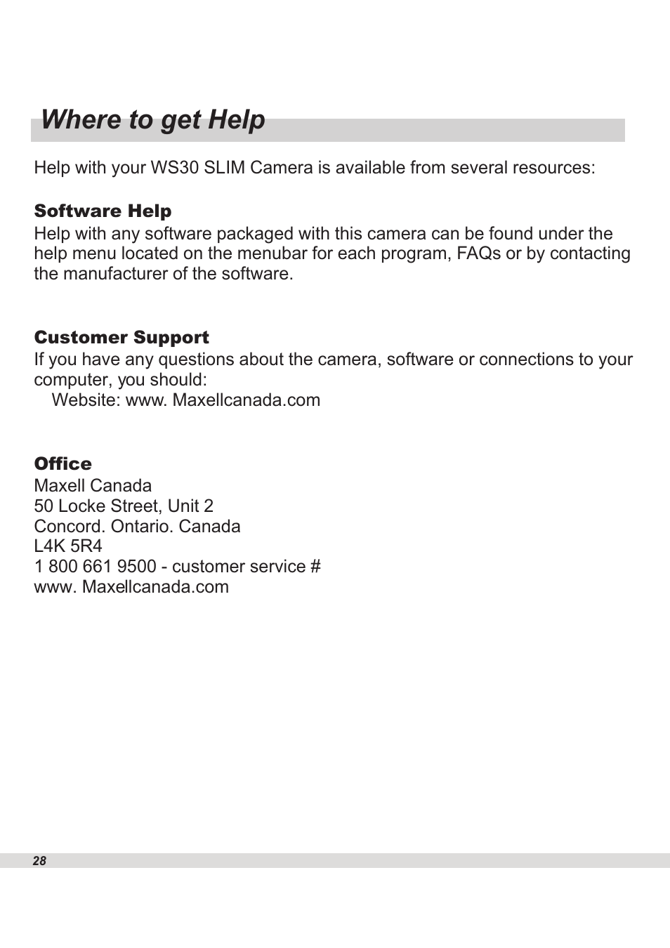Where to get help | Maxell WS30 User Manual | Page 30 / 40