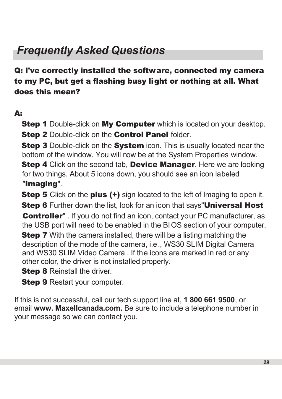 Frequently asked questions | Maxell WS30 User Manual | Page 31 / 40