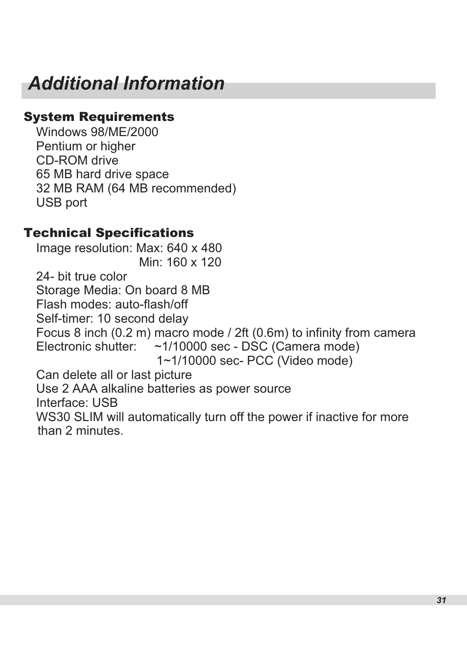 Additional information | Maxell WS30 User Manual | Page 33 / 40