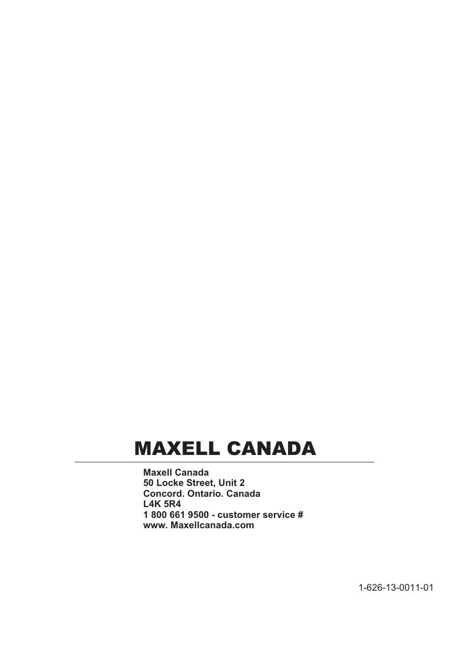 Maxell canada | Maxell WS30 User Manual | Page 40 / 40