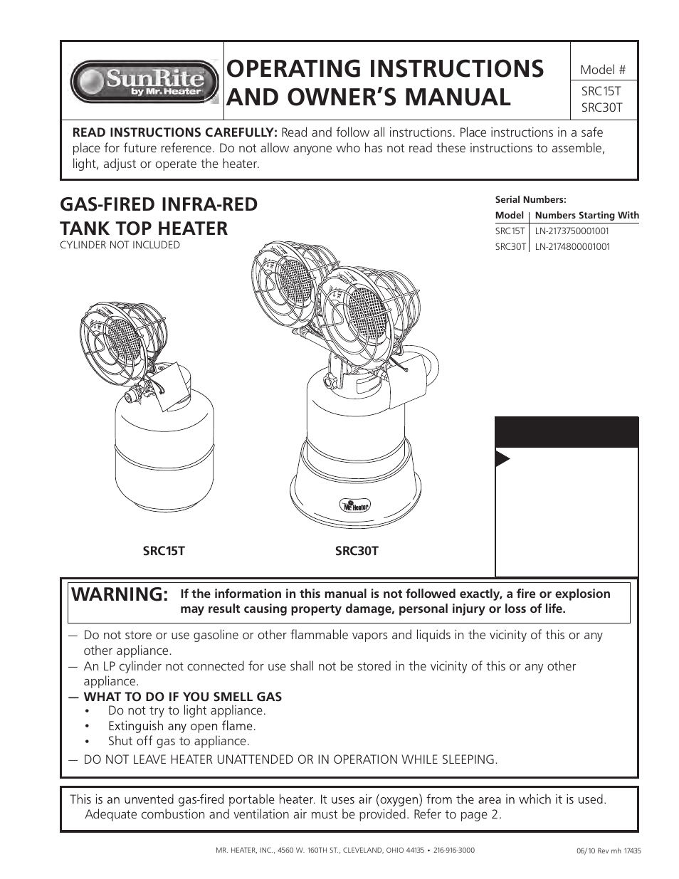 Mr. Heater SUNRITE SRC30T User Manual | 24 pages