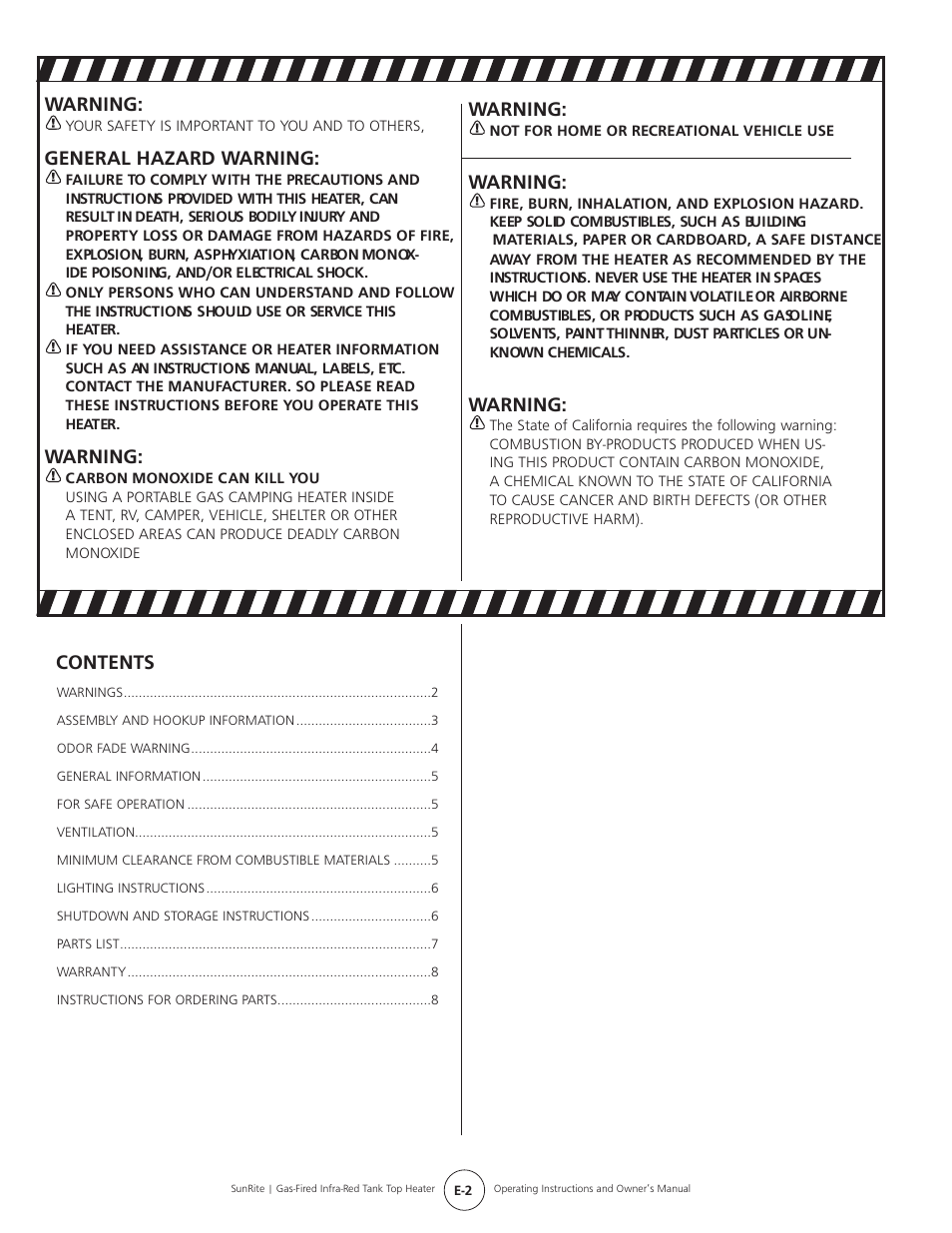 Mr. Heater SUNRITE SRC30T User Manual | Page 2 / 24