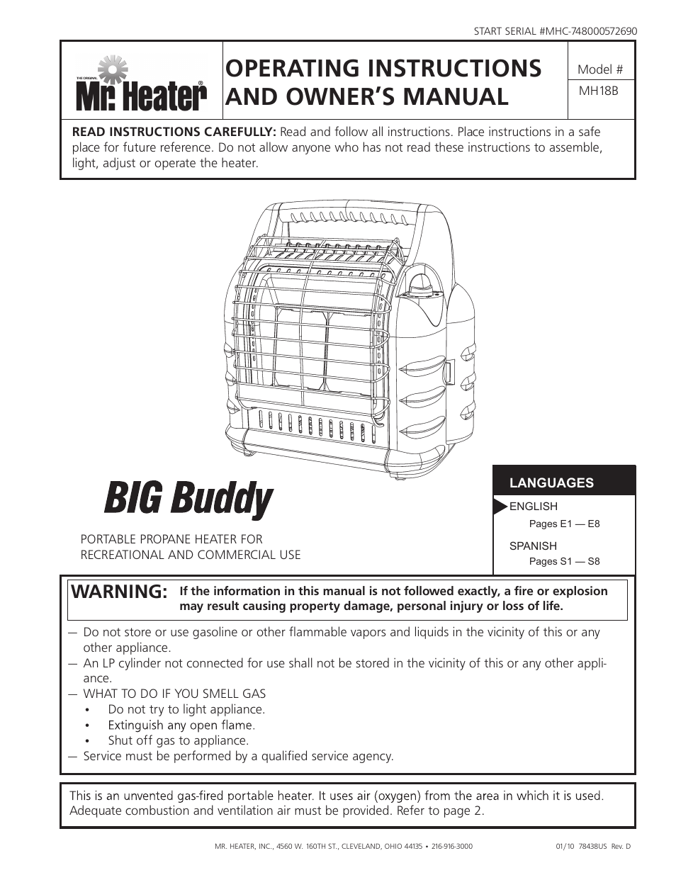 Mr. Heater BIG BUDDY MH188 User Manual | 16 pages
