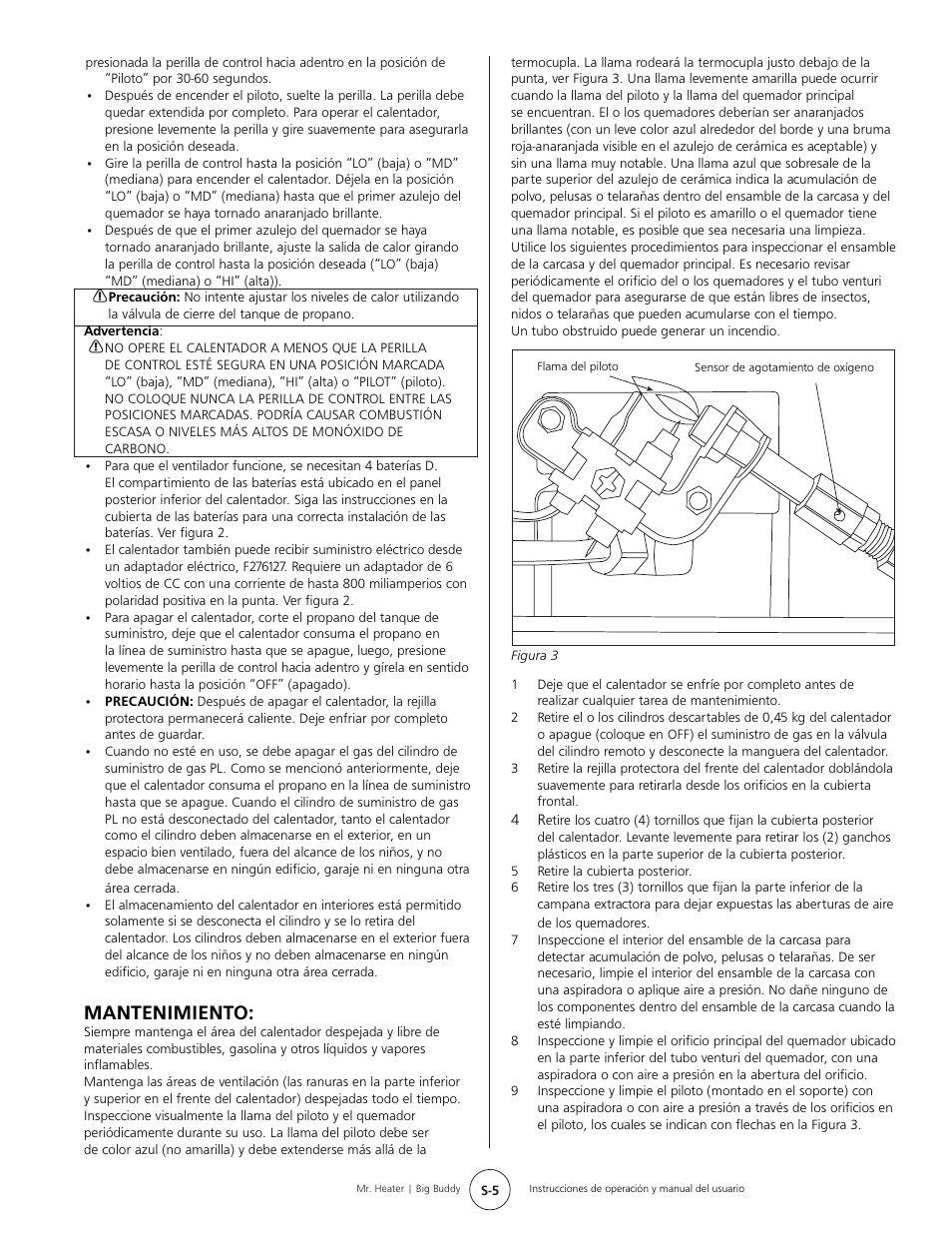 Mantenimiento | Mr. Heater BIG BUDDY MH188 User Manual | Page 13 / 16