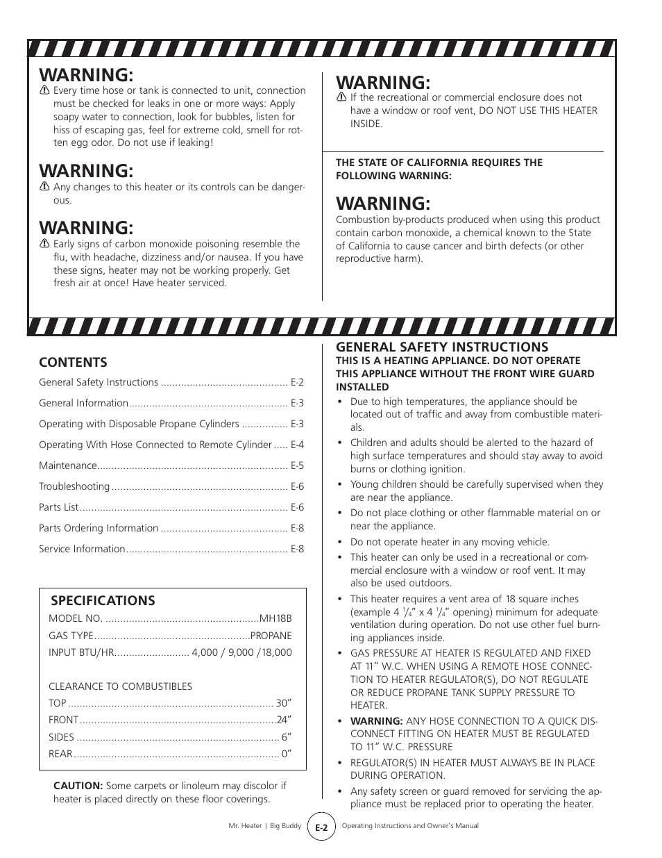 Mr. Heater BIG BUDDY MH188 User Manual | Page 2 / 16