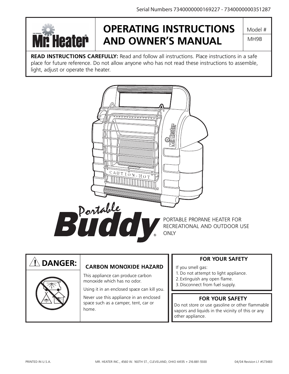 Mr. Heater BUDDY MH9B User Manual | 8 pages