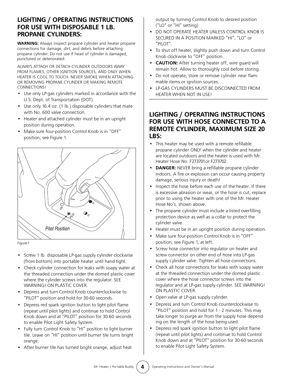 Mr. Heater BUDDY MH9B User Manual | Page 4 / 8