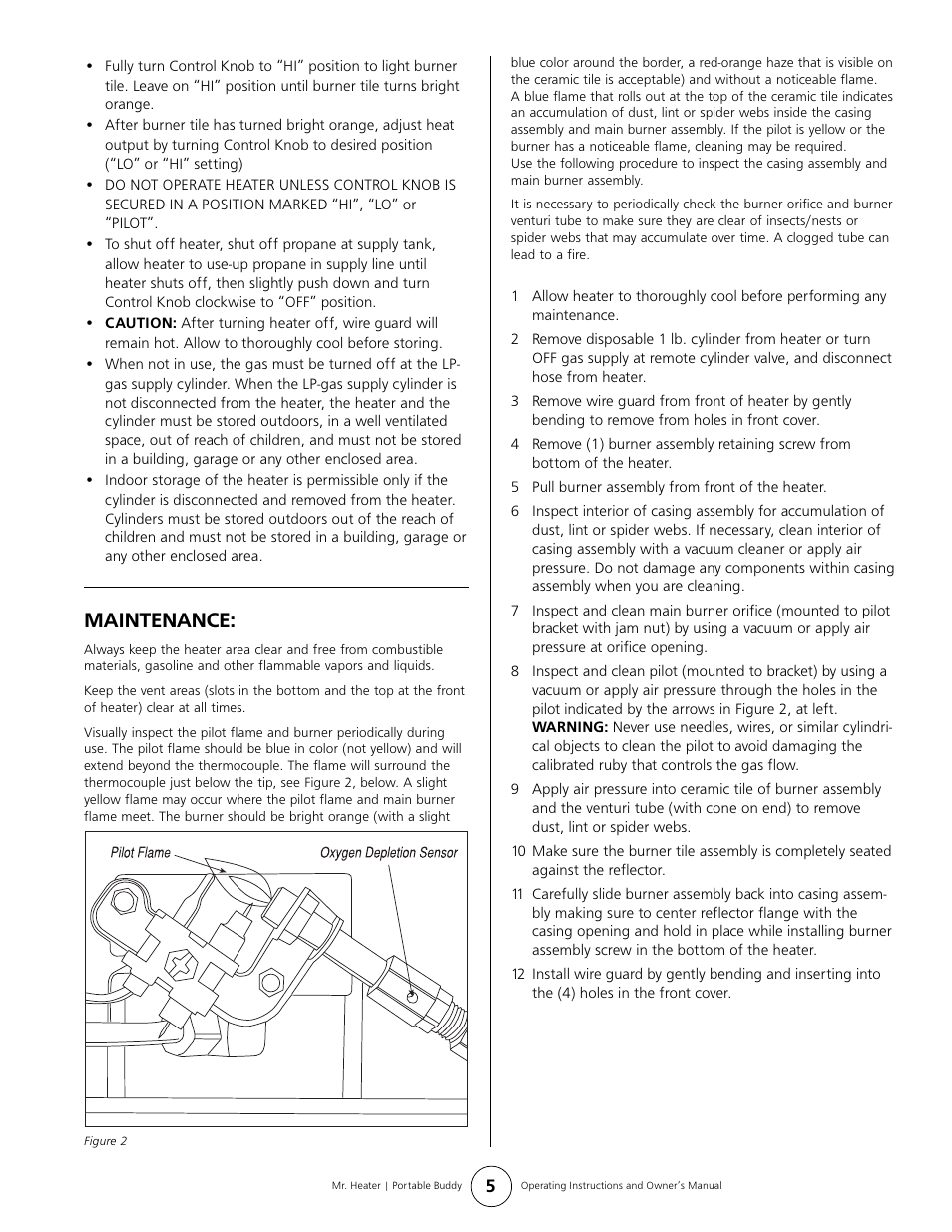 Maintenance | Mr. Heater BUDDY MH9B User Manual | Page 5 / 8