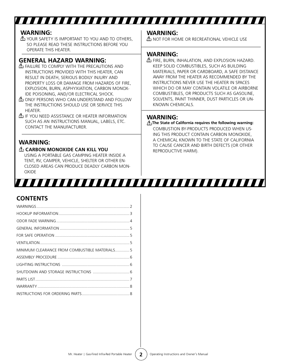 Mr. Heater MH12TS User Manual | Page 2 / 8