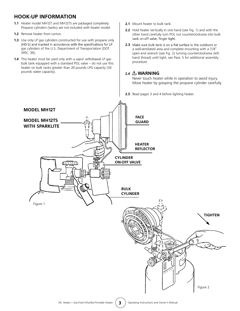 Hook-up information | Mr. Heater MH12TS User Manual | Page 3 / 8