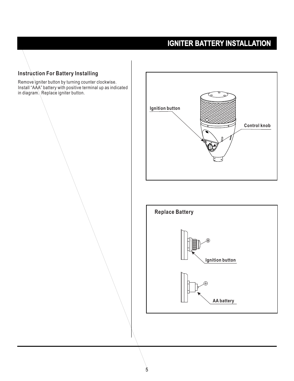 Igniter battery installation | Mr. Heater SRPH02S User Manual | Page 5 / 15