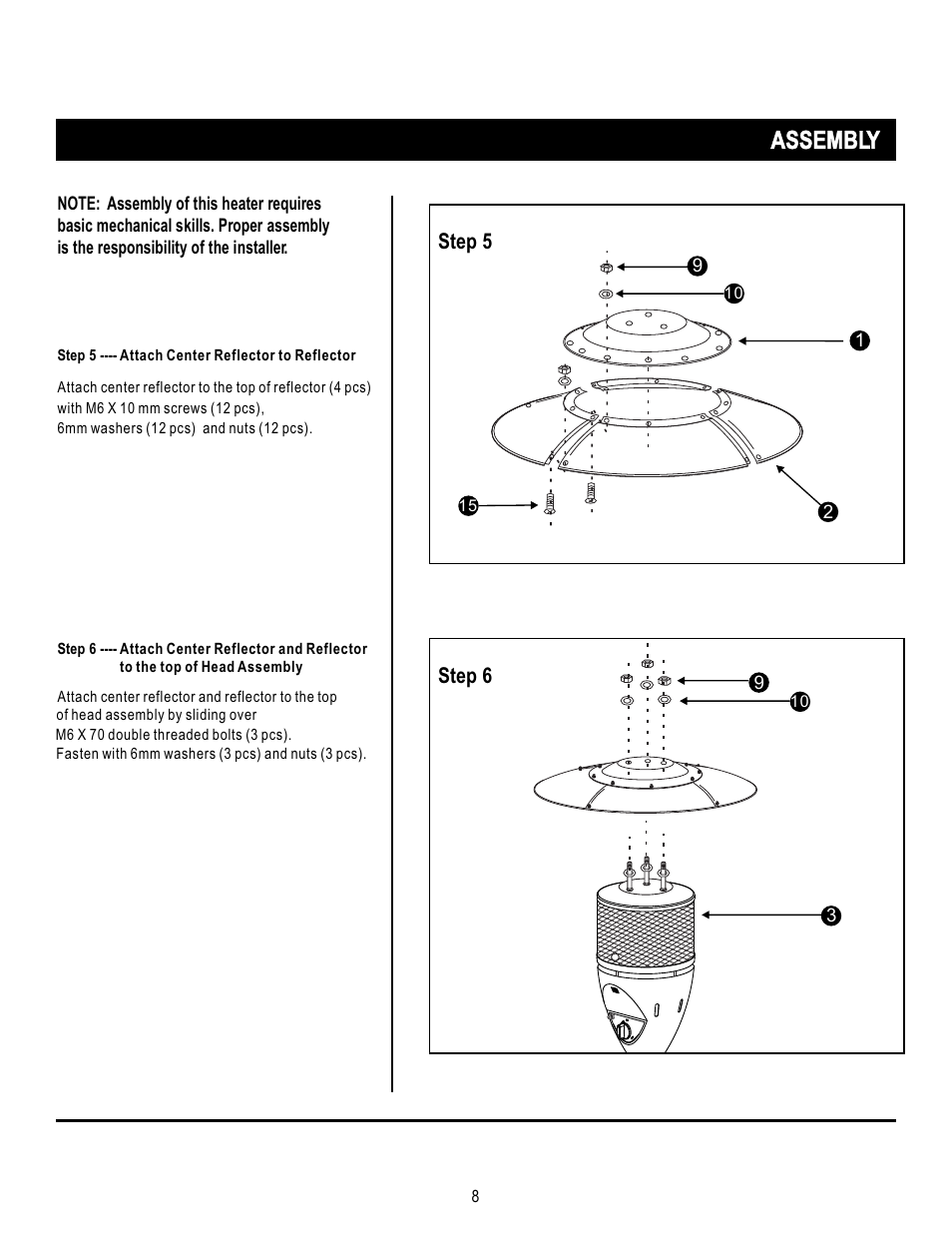 Assembly, Step 5, Step 6 | Mr. Heater SRPH02S User Manual | Page 8 / 15