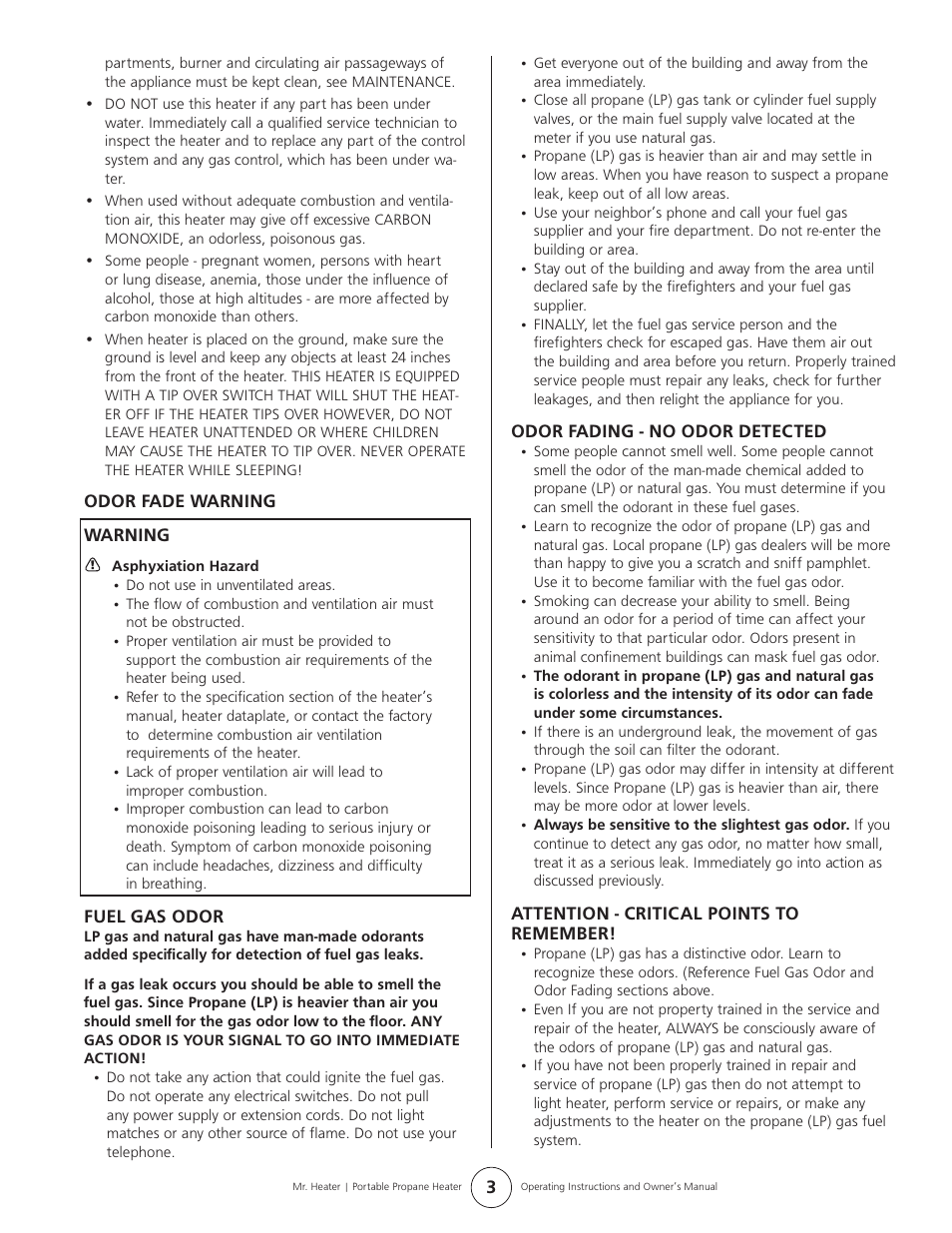 Mr. Heater MH9BX User Manual | Page 3 / 8