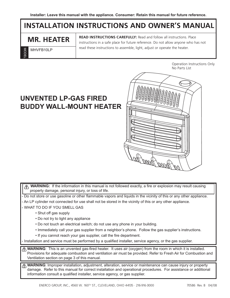 Mr. Heater MHVFB10LP User Manual | 16 pages