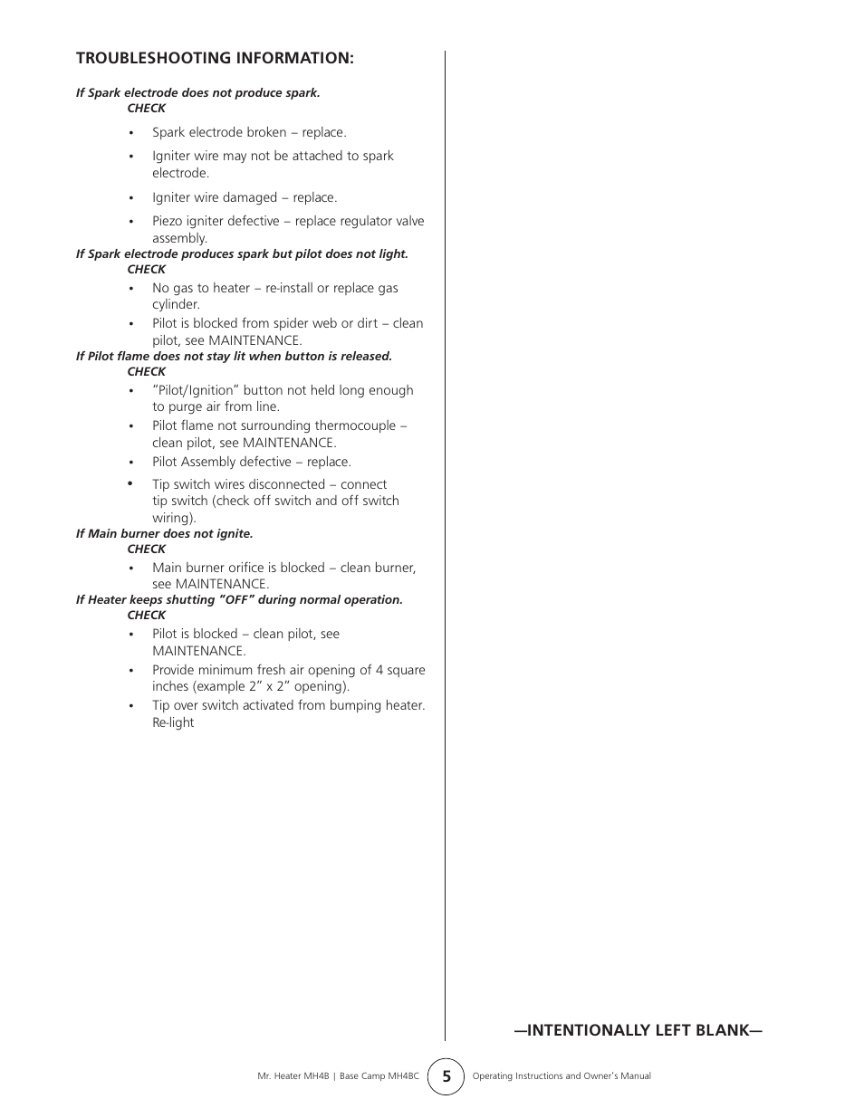 Mr. Heater H4B User Manual | Page 5 / 8