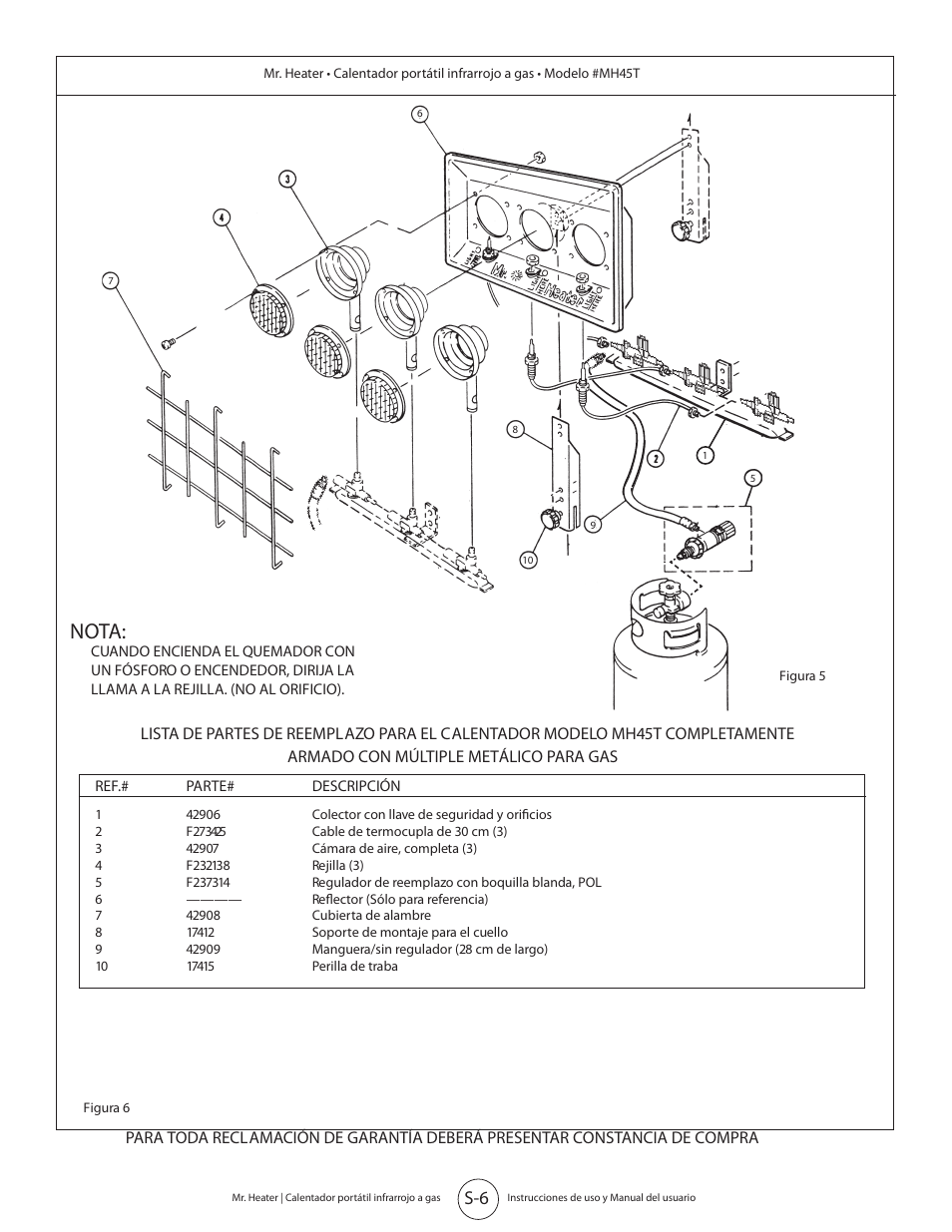 Nota | Mr. Heater Gas-Fired Infra-Red Portable Heater MH45T User Manual | Page 14 / 16