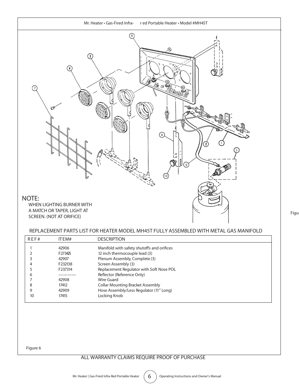 Mr. Heater Gas-Fired Infra-Red Portable Heater MH45T User Manual | Page 6 / 16