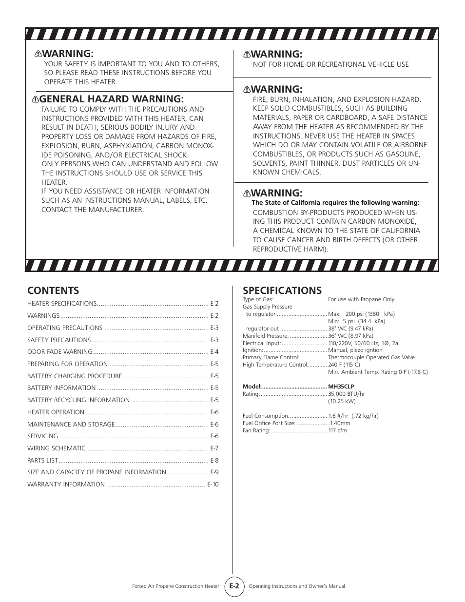 Mr. Heater HEATSTAR HS35CLP User Manual | Page 2 / 32
